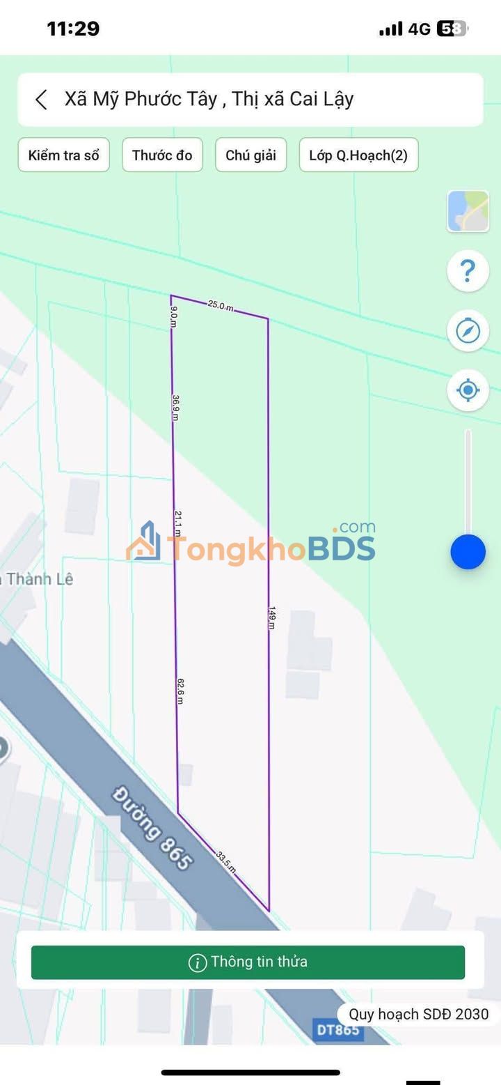 Đất nền TL865 Cai Lậy 300m² 7.8 tỷ - Sổ đỏ chính chủ