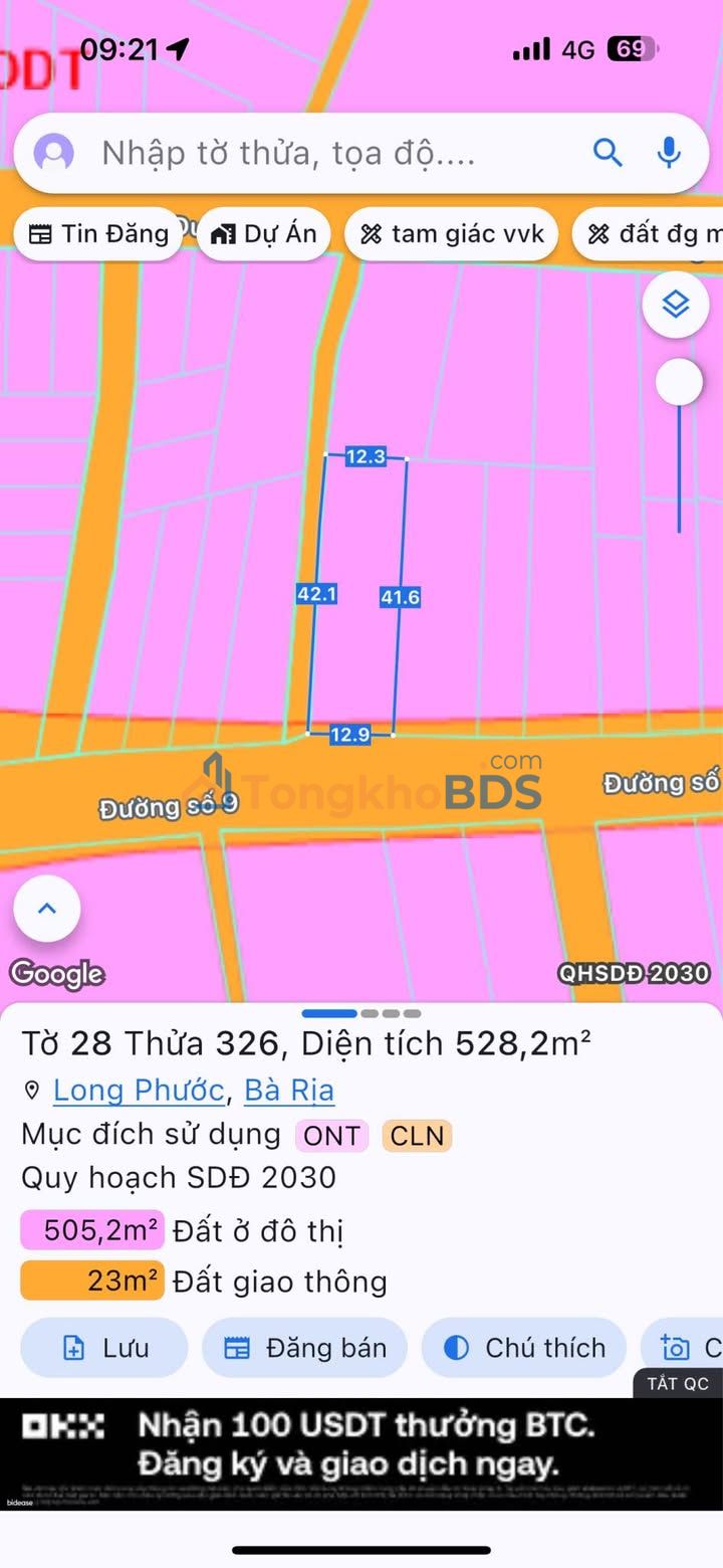 Đất nền Long Tâm Bà Rịa 528m² thỏa thuận - Đất thổ cư 100%