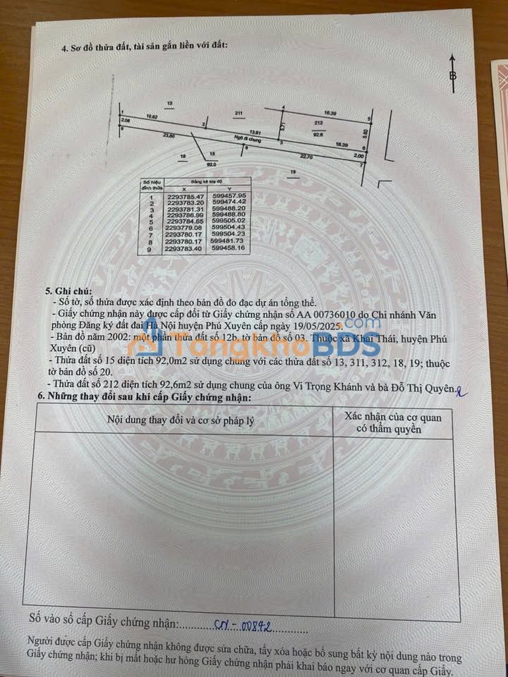 Đất nền Khai Thái Phú Xuyên 93m² 2.35 tỷ - Sổ đỏ chính chủ