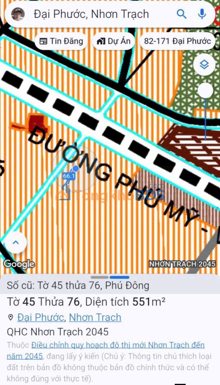 Land Xã Phú Đông Nhơn Trạch 551m² 12tr/m² - Pháp lý sạch, xây dựng tự do