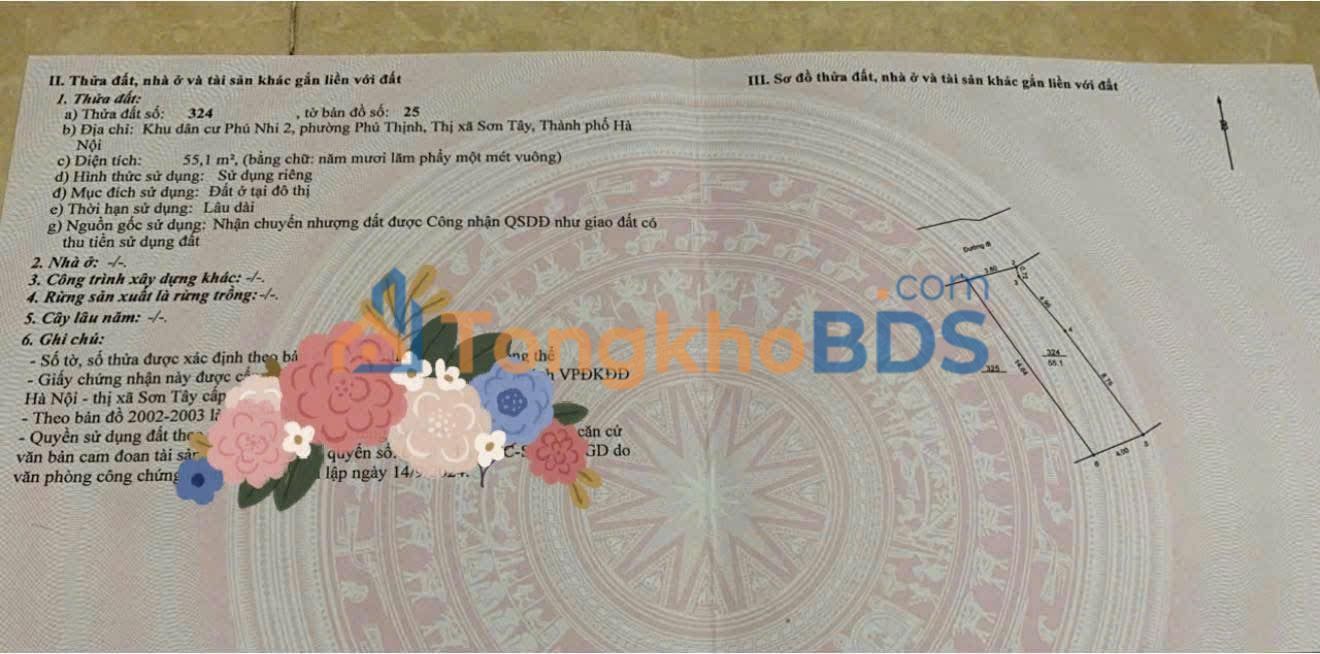 Đất Phú Nhi Sơn Tây 55m² 2 tỷ - Giá tốt hiếm có