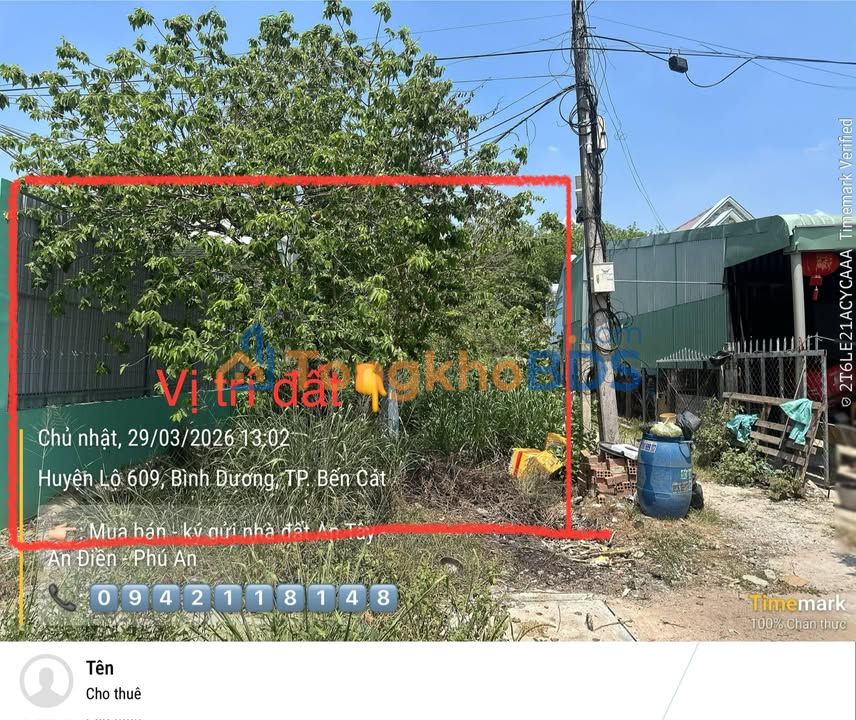 Đất nền Bến Cát DH609 438m² 3 tỷ - Sổ đỏ chính chủ