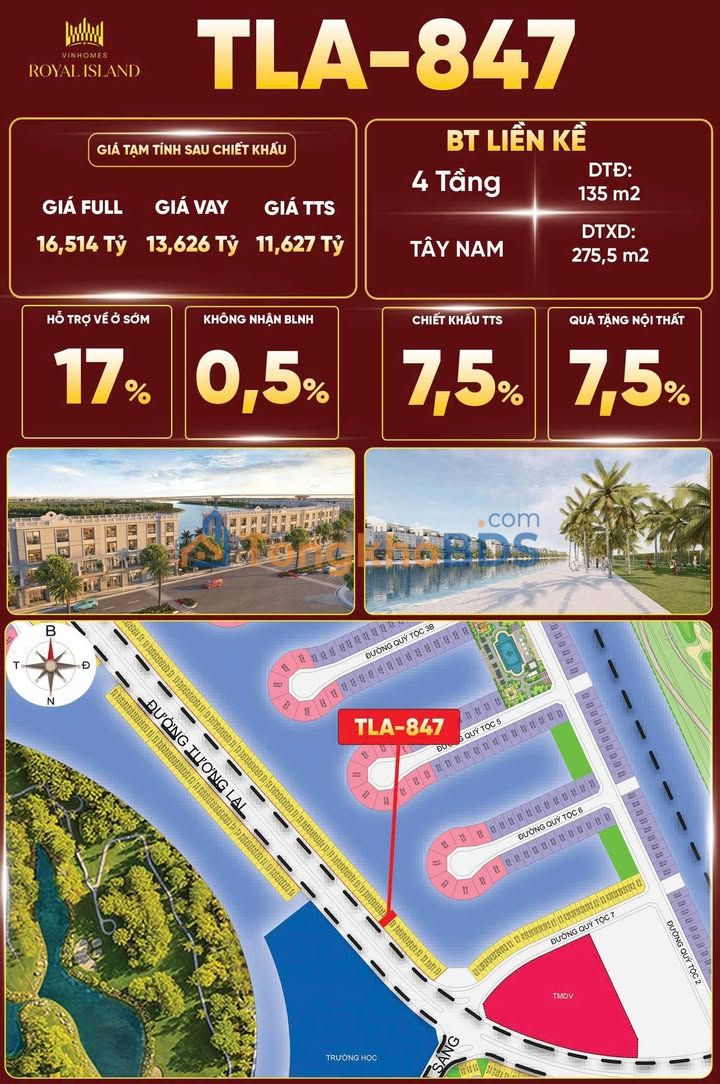 Shophouse Royal Island Hải Dương 135m²/11,627tỷ - Mặt tiền