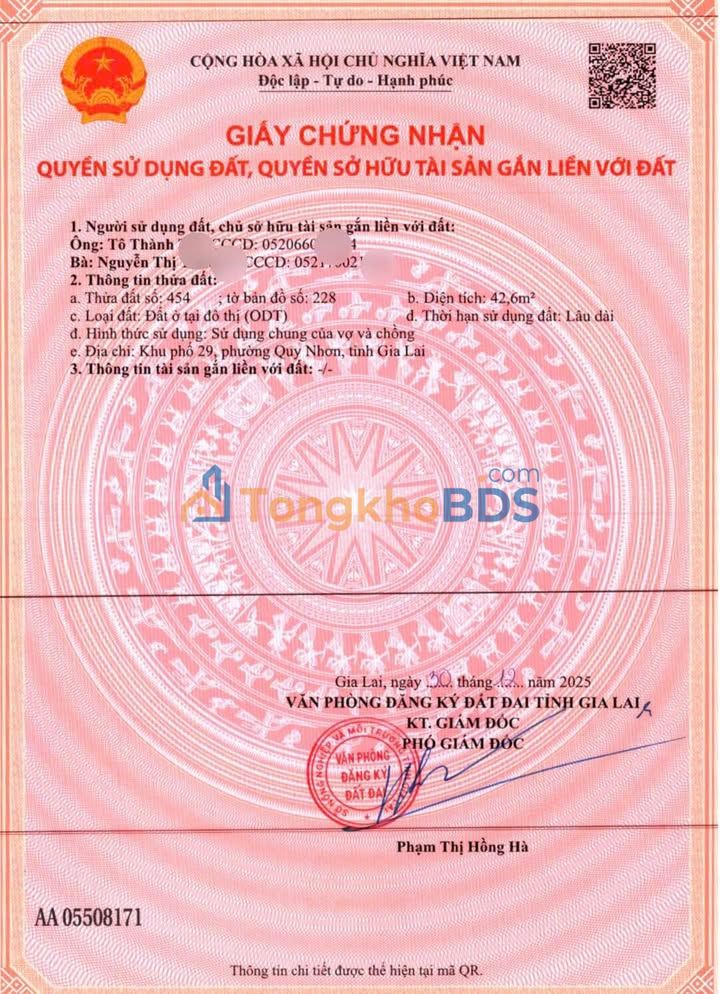 Đất nền Quy Nhơn 43m² 2.47 tỷ - Sổ đỏ chính chủ