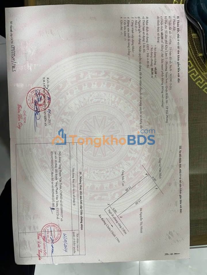 Đất Chiêu Chinh, Kiến An 60m² 1.75 tỷ - Sổ đỏ chính chủ