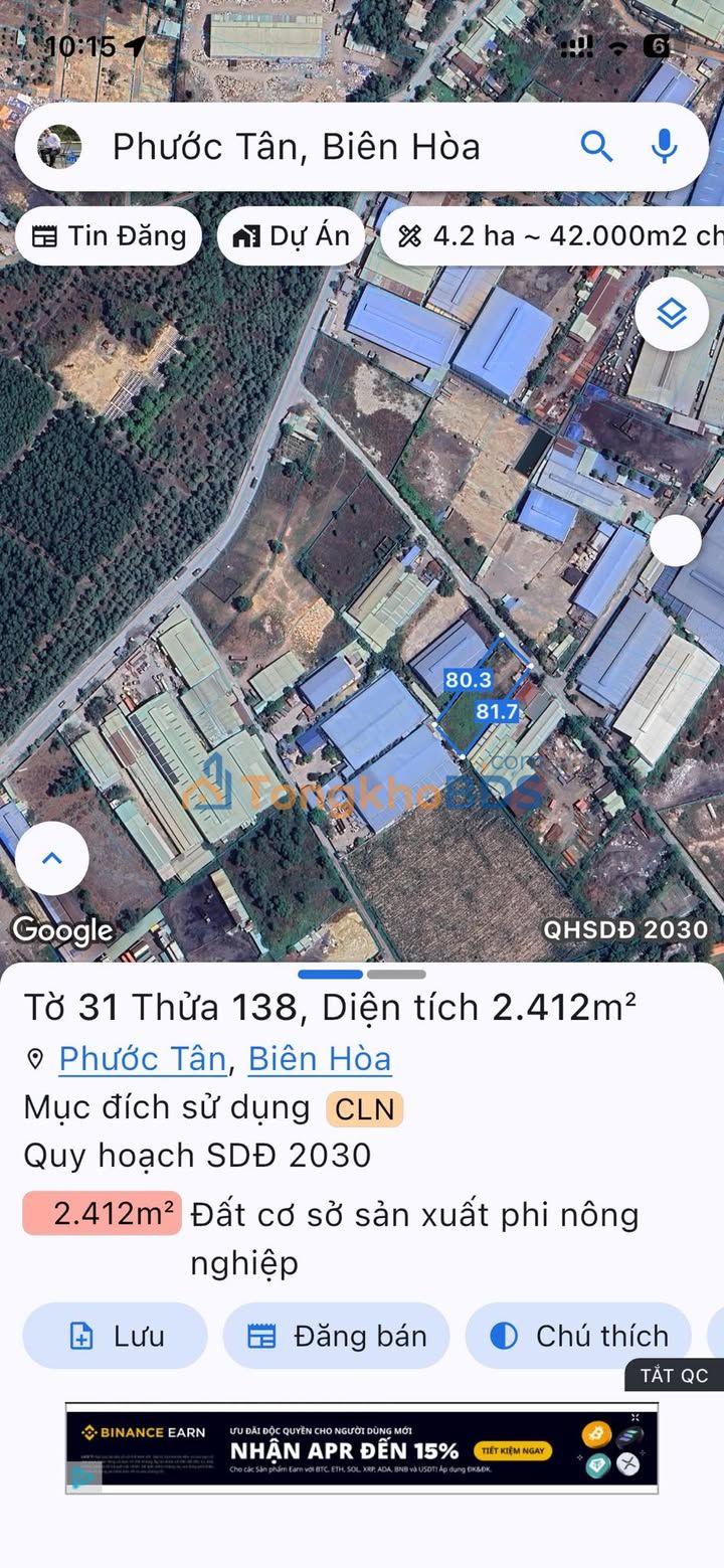 Đất nền Phước Tân 2.5 sào 15 tỷ - Pháp lý rõ ràng