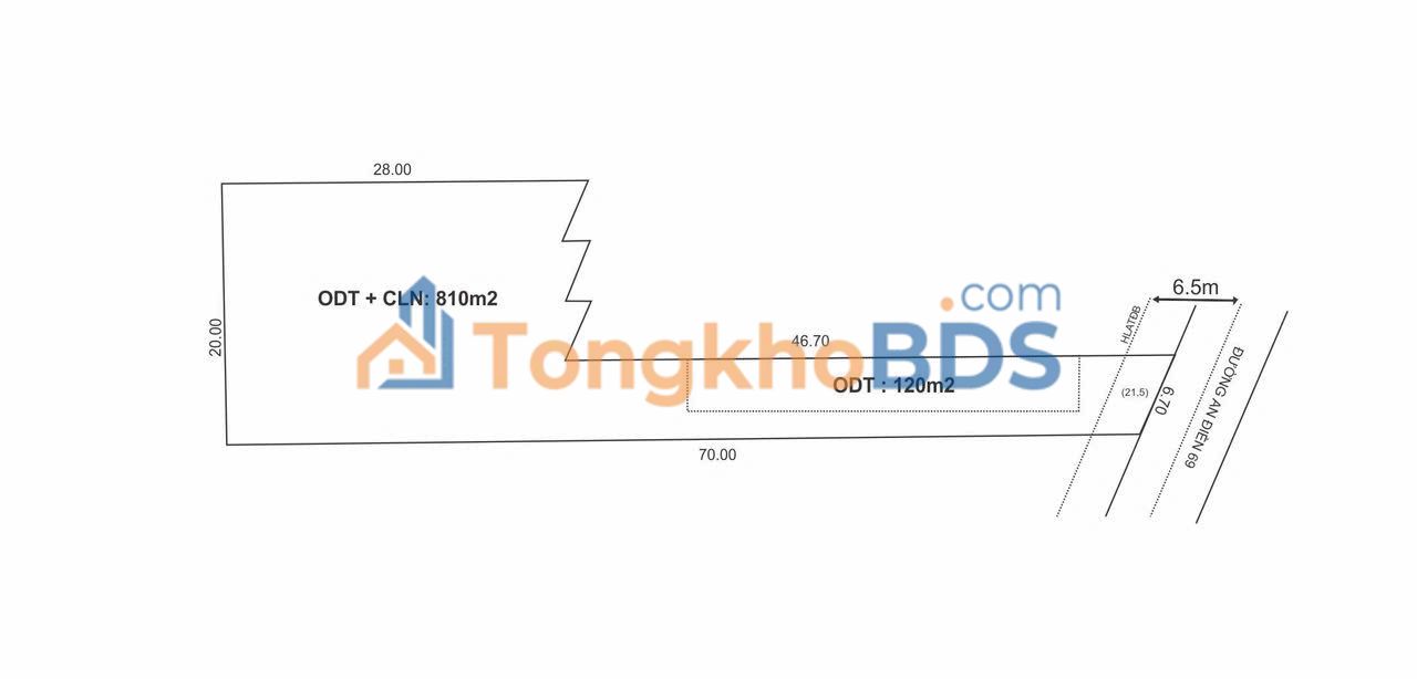 Đất nền An Điền Bến Cát 810m2 2.3 tỷ - Sổ đỏ chính chủ