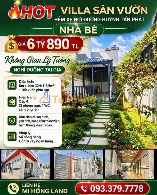 Townhouse Huỳnh Tấn Phát 113m² giá 6.89 tỷ - Đầu tư sinh lời