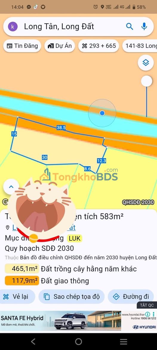 Đất nền Long Tân Đất Đỏ 583m² 650 triệu - Pháp lý rõ ràng
