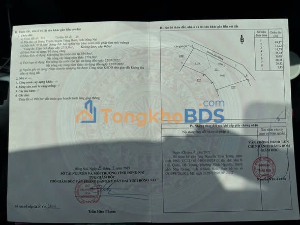 Đất nền Đường 20 Trảng Bom 2.711m² 5 tỷ VND - Đường to ô tô