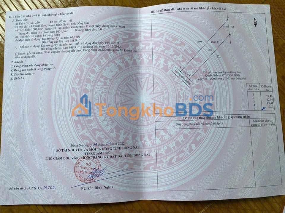 Đất nền Thanh Sơn Định Quán 1000m² 550 triệu - Đầu tư tốt