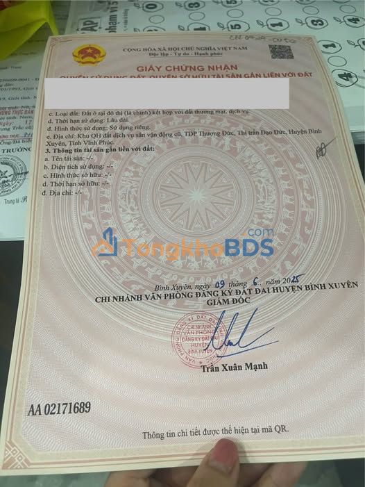 Đất thổ cư Đạo Đức Bình Xuyên 106m2 - Sổ đỏ chính chủ