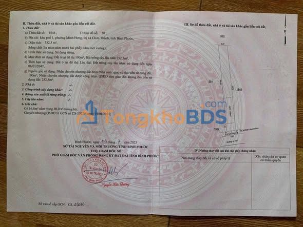 Đất nền Đường số 105 Minh Hưng 330m² - Xây dựng tự do