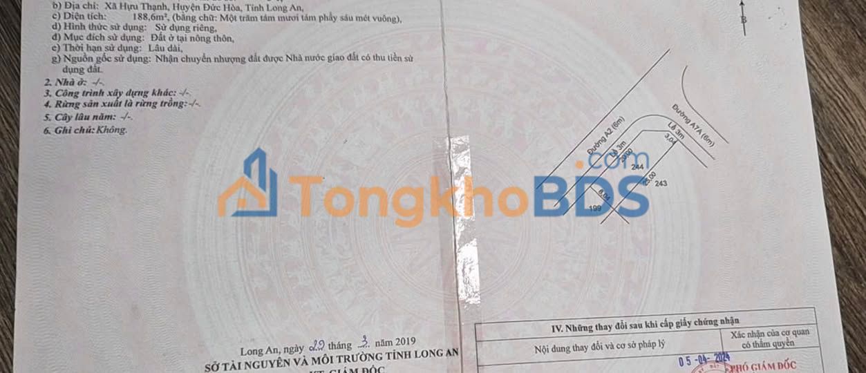 Đất nền Đức Hòa Long An 189m2 4.2 tỷ - Sổ đỏ chính chủ