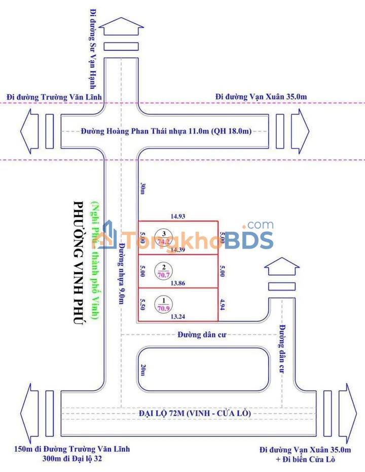 Đất nền Nghi Phú Vinh 70,7m² 4 tỷ - Đường to ô tô