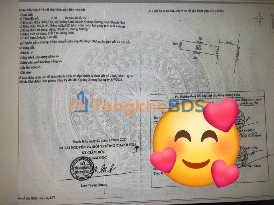 Đất nền Quảng Lưu 193m² 2.5 tỷ - Đất thổ cư 100%