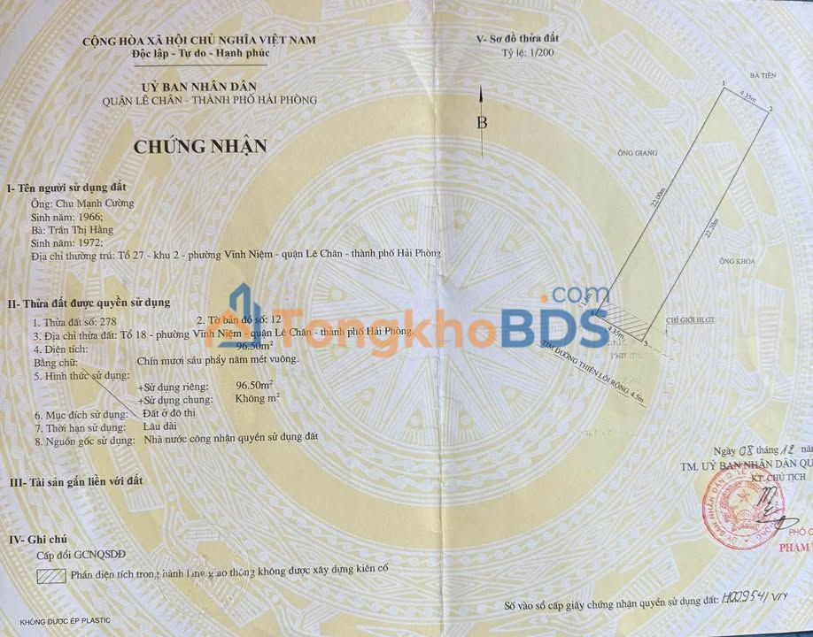 Nhà phố Thiên Lôi 96.5m² 8.9 tỷ - Mặt tiền kinh doanh