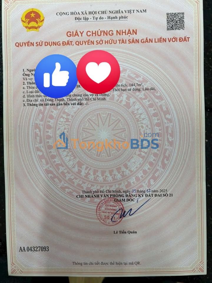 Đất nền Đông Thạnh Lê Văn Khương 145m² 3.35 tỷ - Sổ đỏ chính chủ