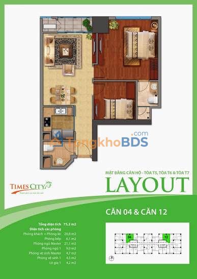 Căn hộ Times City Hà Nội 76m² 8.5 tỷ - Bàn giao ngay