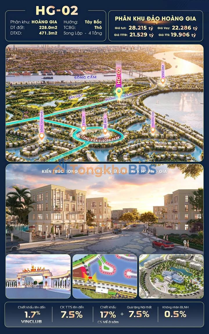 Townhouse Khu đảo Hoàng Gia Vũ Yên 228m2 - Vị trí đắc địa