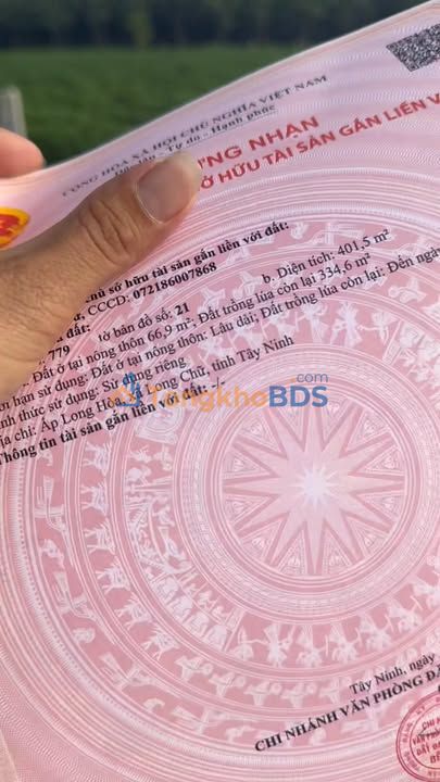 Đất nền Long Chữ Bến Cầu 400m² 395 triệu - Xây dựng tự do