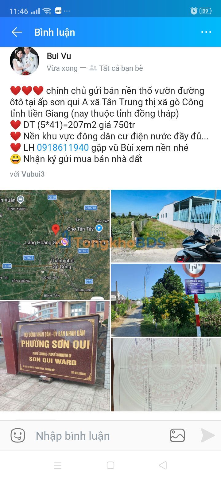 Đất vườn Tân Trung Gò Công 207m² 750 triệu - Sinh thái xanh