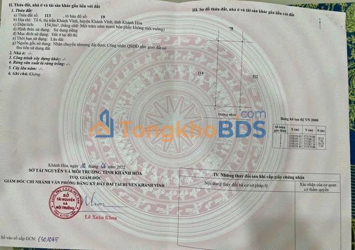 Đất nền TT Khánh Vĩnh 154m² 980tr - Sổ đỏ chính chủ