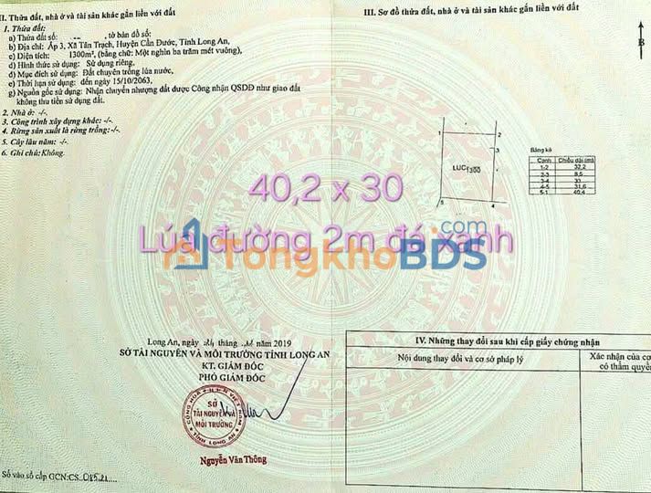 Đất nền Tân Trạch Long An 1.300m² 2.6 tỷ - Sổ đỏ chính chủ