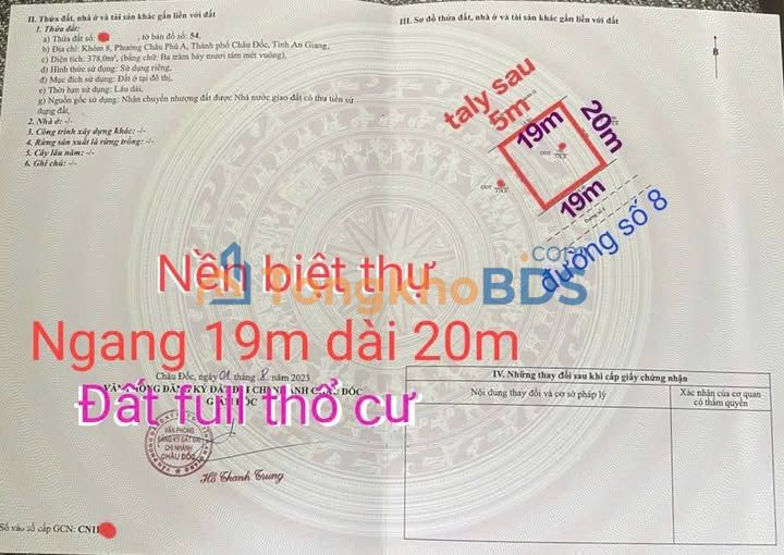 Đất nền Châu Phú A Châu Đốc 378m² 7.182 tỷ - Sổ đỏ chính chủ