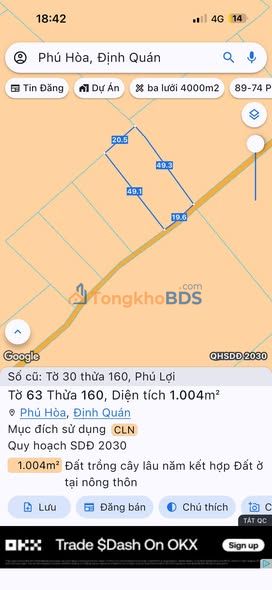 Đất nền Phú Lợi Định Quán 931m² 800tr - Sổ đỏ chính chủ