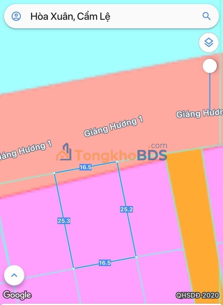 Đất nền Hoà Xuân Cẩm Lệ 413m² giá 45 tỷ - Sổ đỏ chính chủ