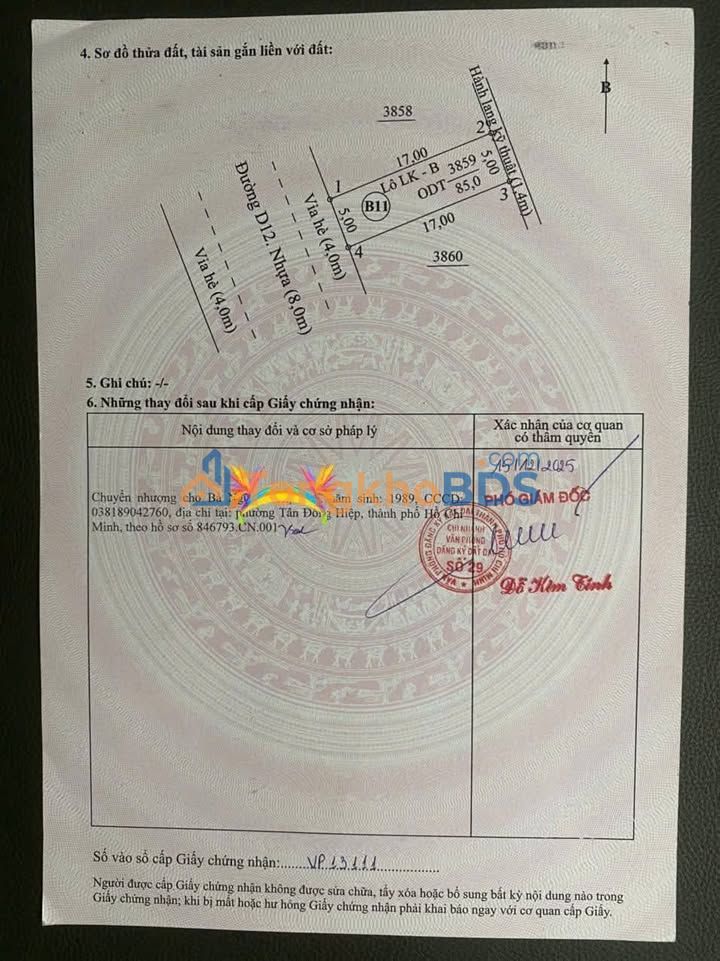 Đất nền Thới Hòa Bến Cát 85m² 1.35 tỷ - Sổ đỏ chính chủ