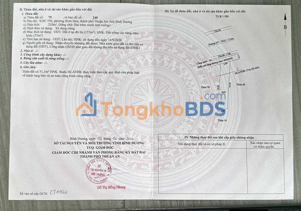 Nhà mặt tiền Thuận An 262m² 9.95 tỷ - Ô tô vào tận nhà