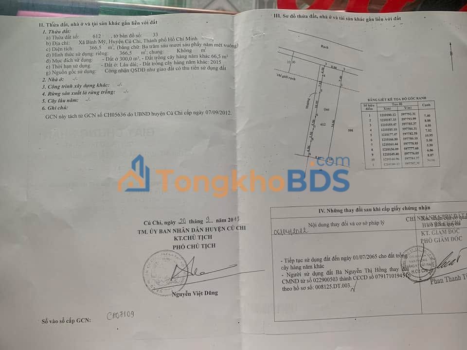 Đất Bình Mỹ Củ Chi 366m² giá thỏa thuận - Đường to ô tô