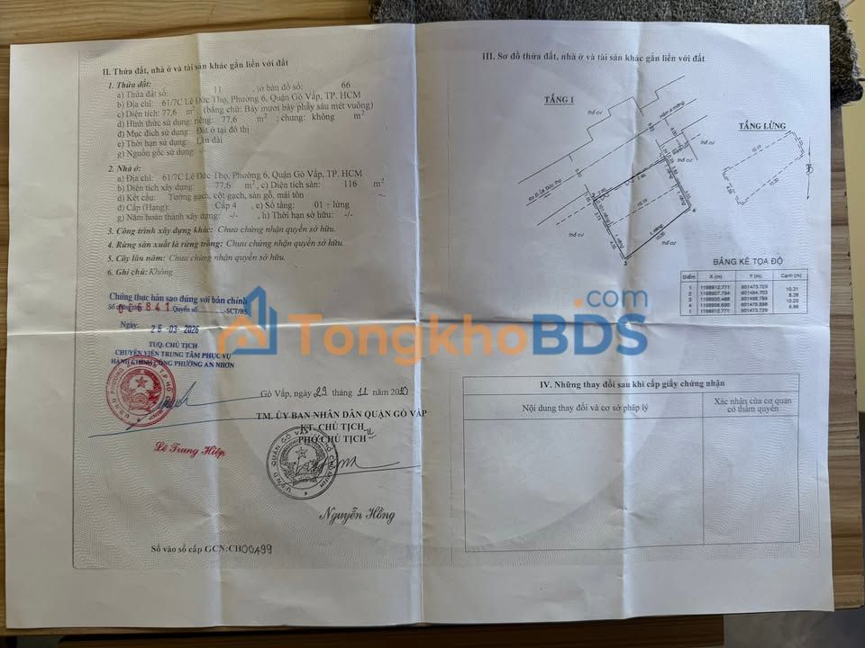 Đất nền Gò Vấp 78m² giá 12 tỷ - Sổ đỏ chính chủ