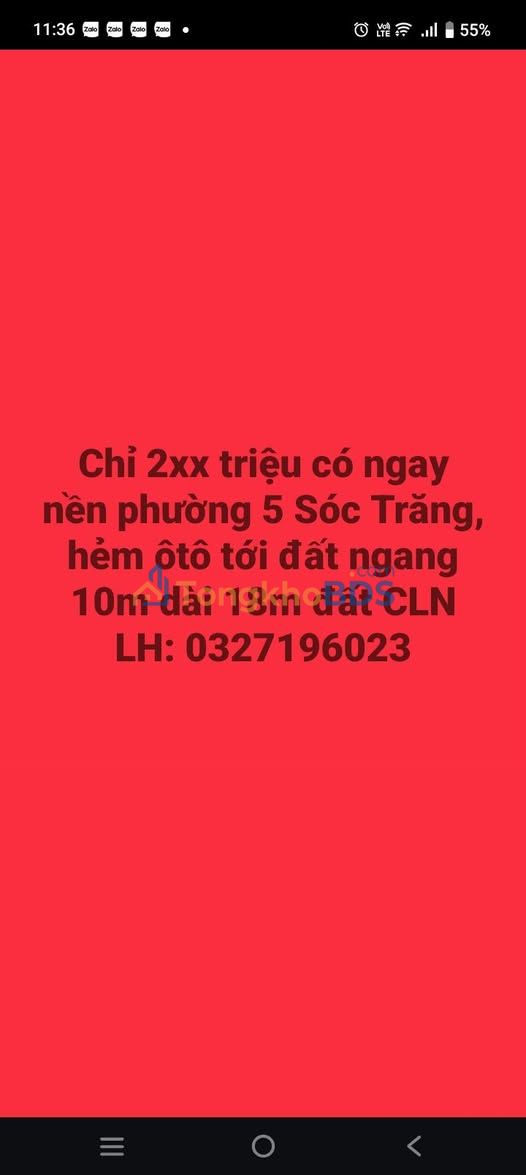 Đất nền hẻm ôtô Tôn Đức – Sóc Trăng 180m² chỉ 280 triệu – Sổ đỏ rõ ràng