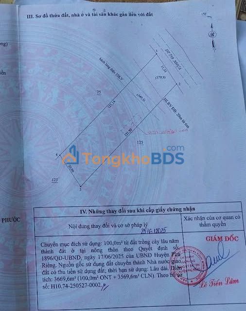 Đất nền Phước Tân 3.669m2 giá 4.65 tỷ - Sổ đỏ chính chủ