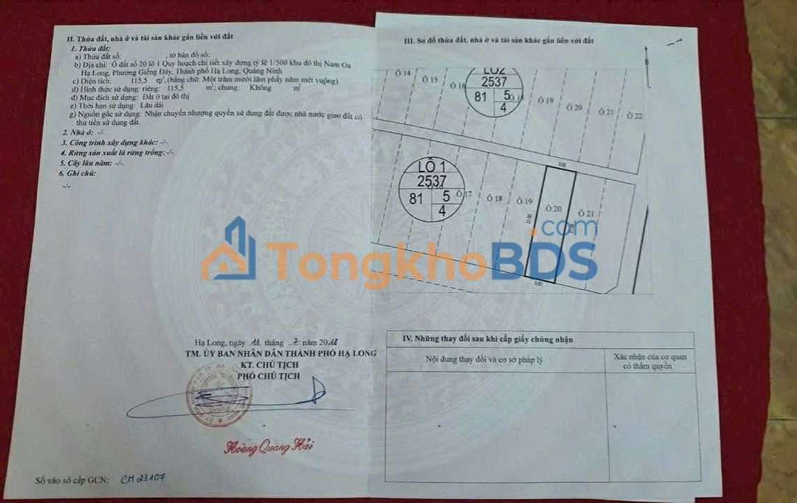 Đất nền Nam Ga Bãi Cháy 115m² 6.9 tỷ - Sổ đỏ chính chủ