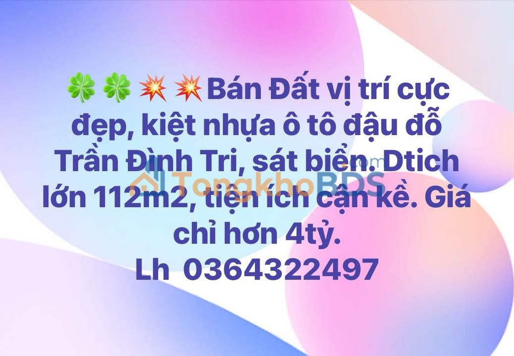 Đất nền Trần Đình Tri Tam Kỳ 112m² 4 tỷ - Đường to ô tô
