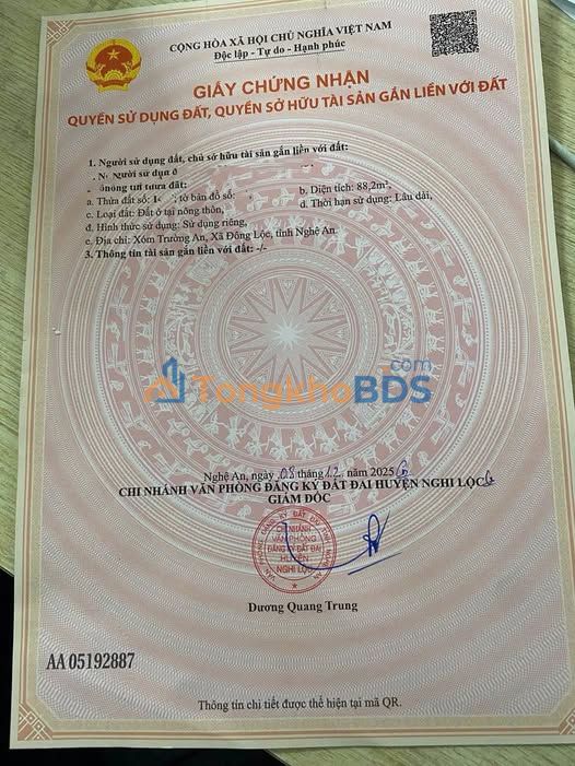 Đất nền xã Nghi Trung 88m² giá 1.17 tỷ - Sổ đỏ chính chủ