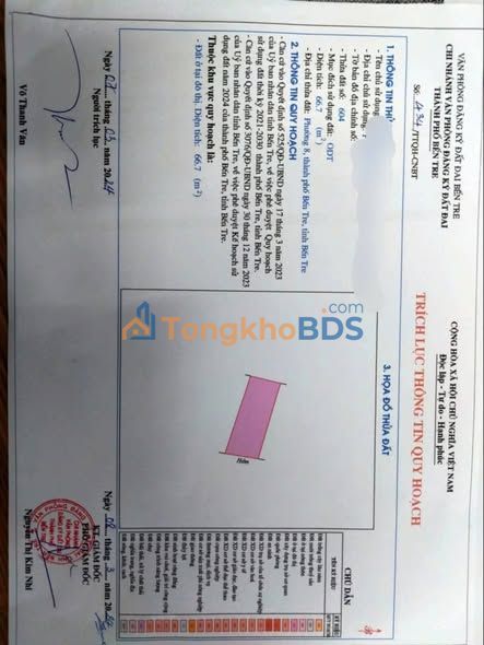 Đất nền Phường 8 Bến Tre 135m² 750 triệu - Sổ đỏ chính chủ