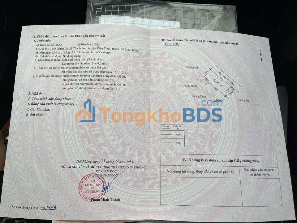 Đất nền Thanh Sơn Kiến Thụy 65m² 1 tỷ - Giá tốt hiếm có