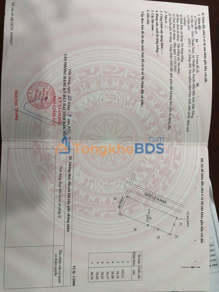 Đất nền Thuận An Đăk Mil 92m² 16.56 tỷ - Sổ đỏ chính chủ