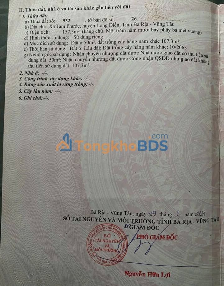 Đất Long Điền BRVT 155m² 1,6 tỷ - Sổ đỏ chính chủ