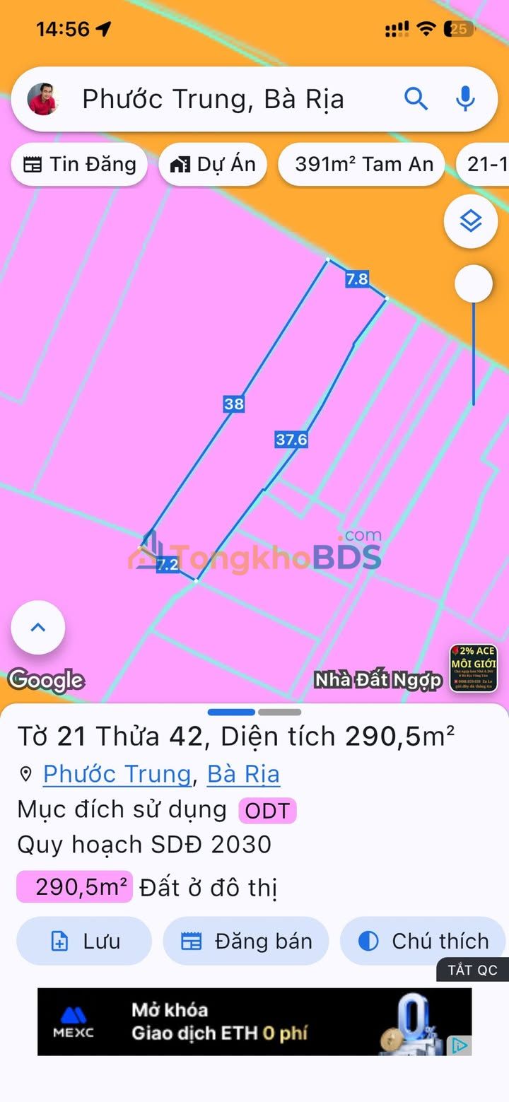 Đất nền CMT8 Phước Trung 291m² giá 16 tỷ - Sổ đỏ chính chủ