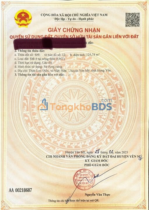 Đất nền Việt Yên 125m² 3 tỷ - Sổ đỏ chính chủ