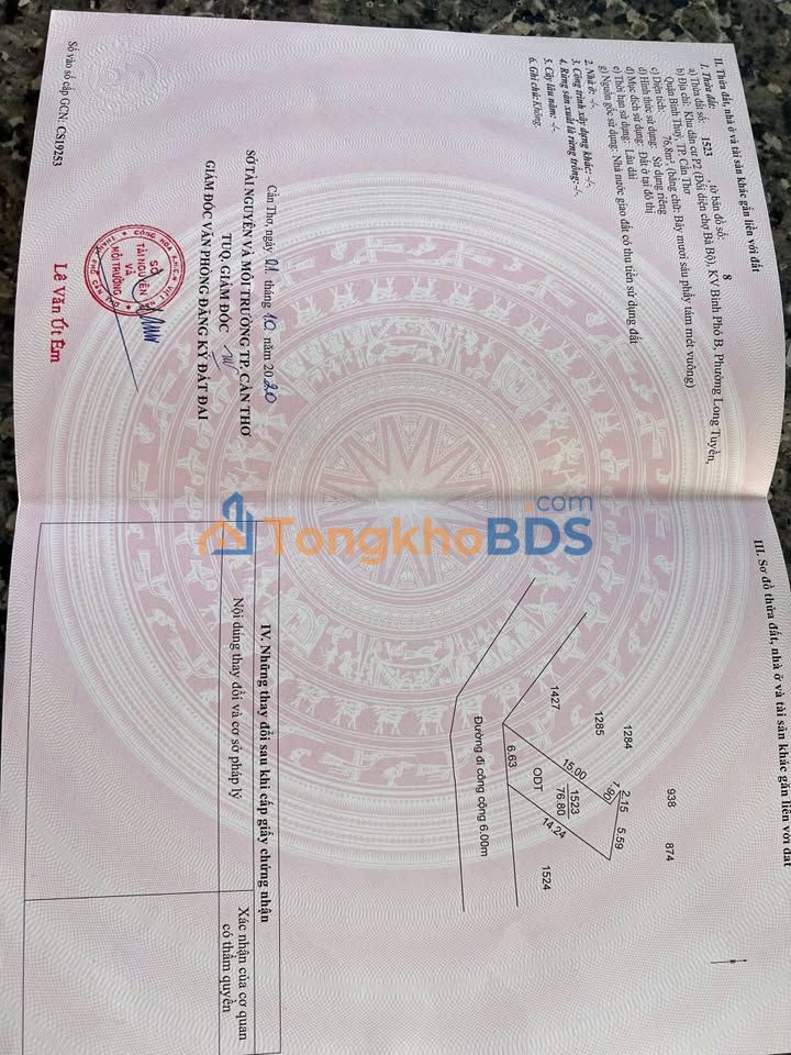 Đất nền Long Tuyền Cần Thơ 182m² 4 tỷ - Sổ đỏ chính chủ