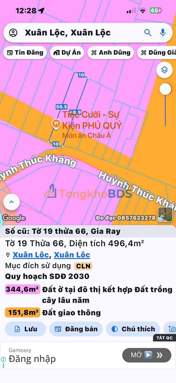 Đất nền Huỳnh Thúc Kháng Xuân Lộc 500m² - Sổ đỏ chính chủ