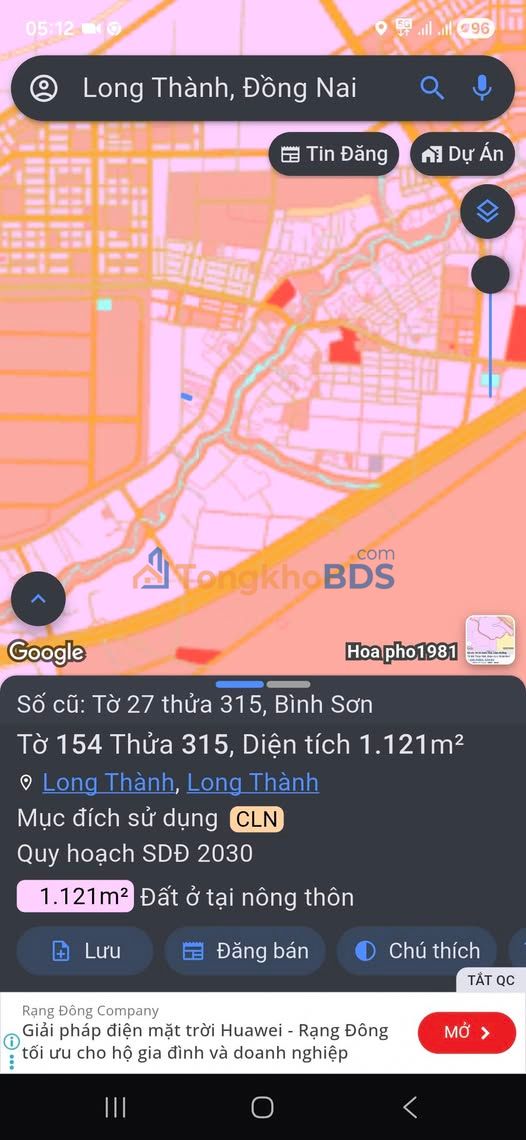 Đất nền Bình Sơn Long Thành 1.121m² giá 5,35 tỷ - Sổ đỏ chính chủ