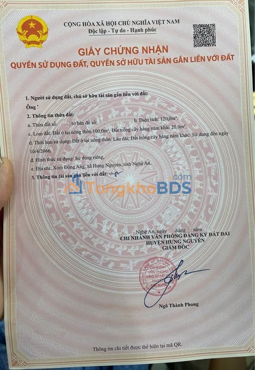 Đất nền TT Hưng Nguyên 120m² 5,1 tỷ - Đường ô tô